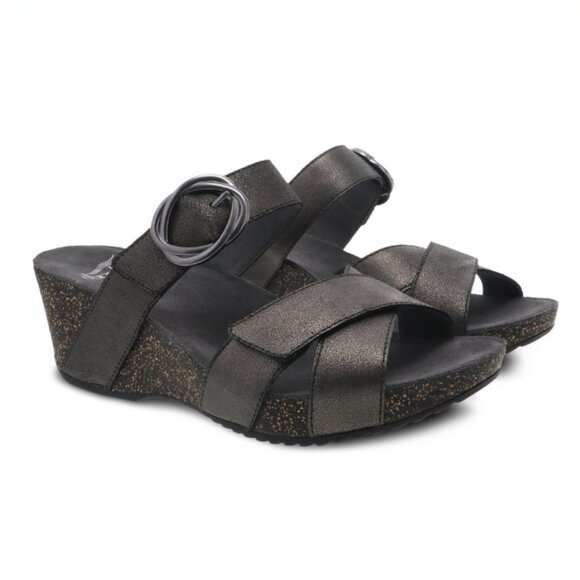 Dansko Sandals Women’s Size 8.5 - 9 - Susie‎ Graphite Metallic Suede - Picture 1 of 16